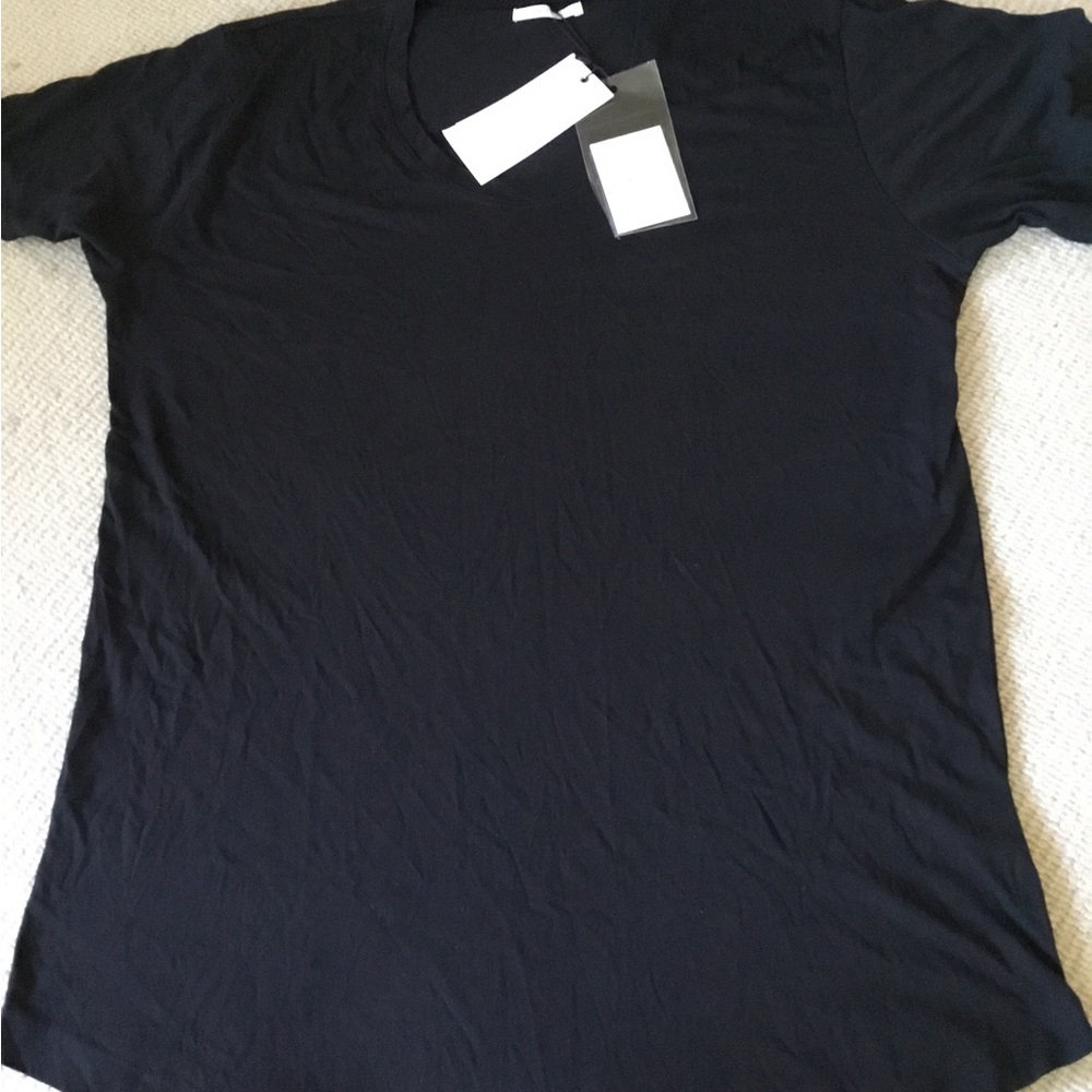 John Elliott Black V-Neck Short Sleeve Tee